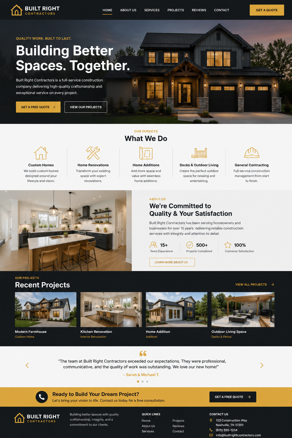 Contractor website design mockup